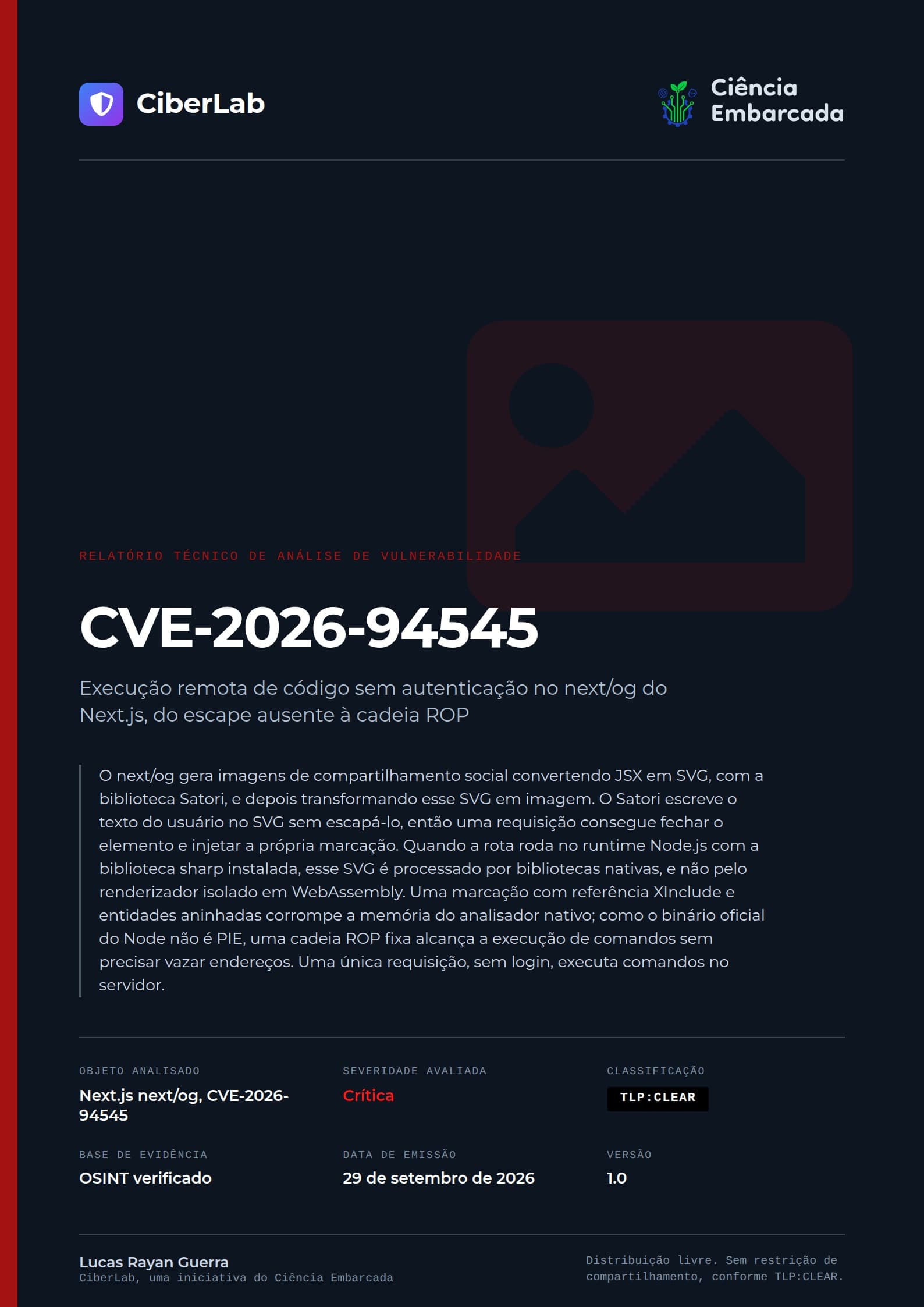 Capa do relatório CVE-2026-94545 Next.js